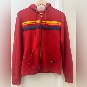 Aviator nation Red Hoodie with Striped Design